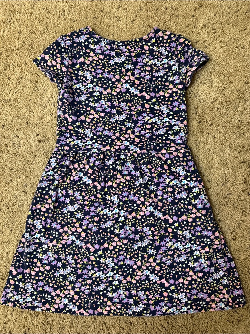 Girls Navy Floral Fit-and-Flare Dress